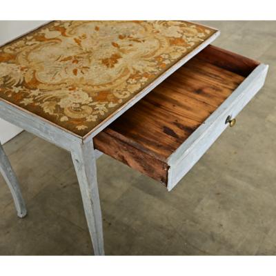 French 19th Century Louis XV Style Needlepoint Tea Table
