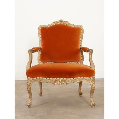 French 19th Century Louis XV Style Painted Fauteuil