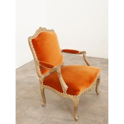 French 19th Century Louis XV Style Painted Fauteuil