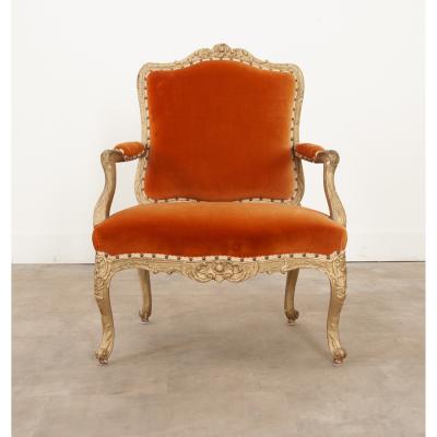 French 19th Century Louis XV Style Painted Fauteuil