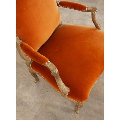 French 19th Century Louis XV Style Painted Fauteuil