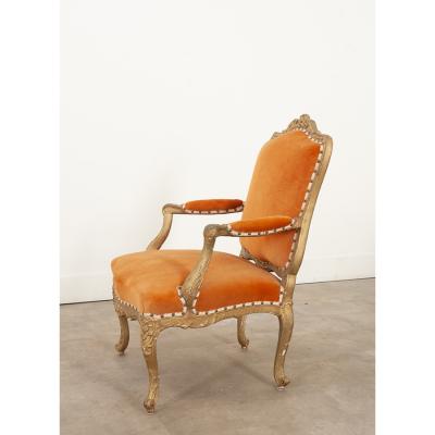 French 19th Century Louis XV Style Painted Fauteuil