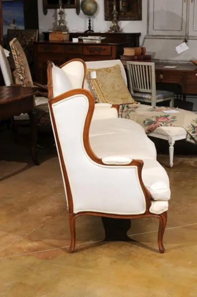 French 19th Century Louis XV Style Wooden Three Seat Canap Oreilles h88a