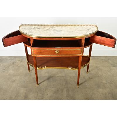 French 19th Century Louis XVI Mahogany Demilune Console