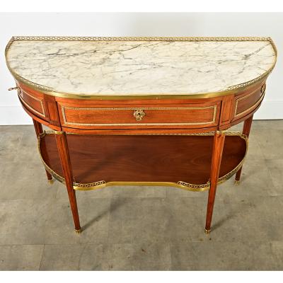 French 19th Century Louis XVI Mahogany Demilune Console