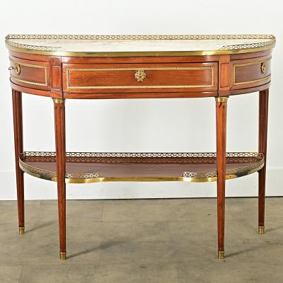 French 19th Century Louis XVI Mahogany Demilune Console