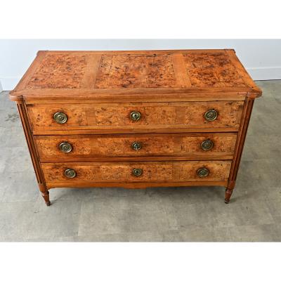 French 19th Century Louis XVI Style Burl Walnut Commode