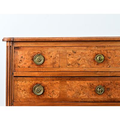 French 19th Century Louis XVI Style Burl Walnut Commode