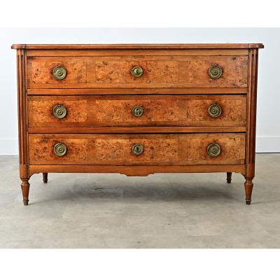 French 19th Century Louis XVI Style Burl Walnut Commode