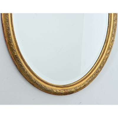 French 19th Century Louis XVI Style Giltwood Oval Mirror