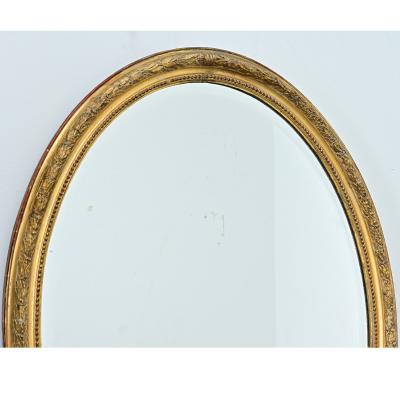 French 19th Century Louis XVI Style Giltwood Oval Mirror