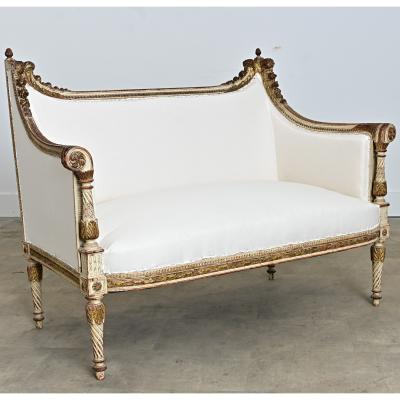 French 19th Century Louis XVI Style Parcel Gilt Canap 