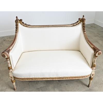French 19th Century Louis XVI Style Parcel Gilt Canap 