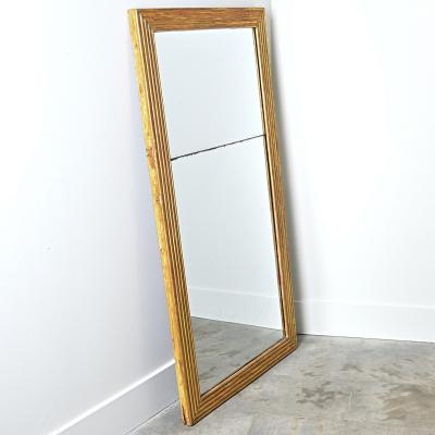 French 19th Century Louis XVI Style Reeded Gilt Mirror with Double Plates