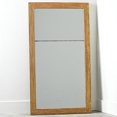 French 19th Century Louis XVI Style Reeded Gilt Mirror with Double Plates