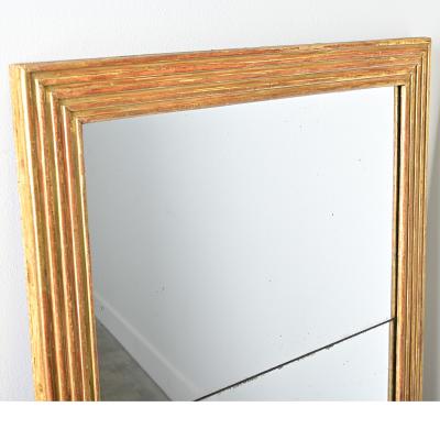 French 19th Century Louis XVI Style Reeded Gilt Mirror with Double Plates