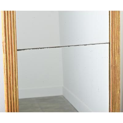 French 19th Century Louis XVI Style Reeded Gilt Mirror with Double Plates