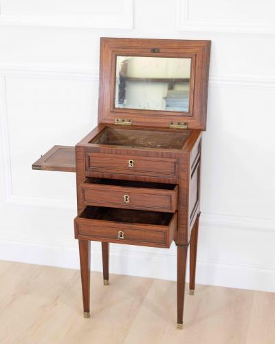 French 19th Century Louis XVI Style Side Table with Fitted Mirror