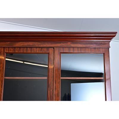 French 19th Century Mahogany Bibliotheque with Blue Velvet Interior