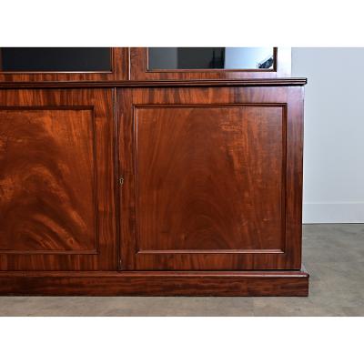 French 19th Century Mahogany Bibliotheque with Blue Velvet Interior