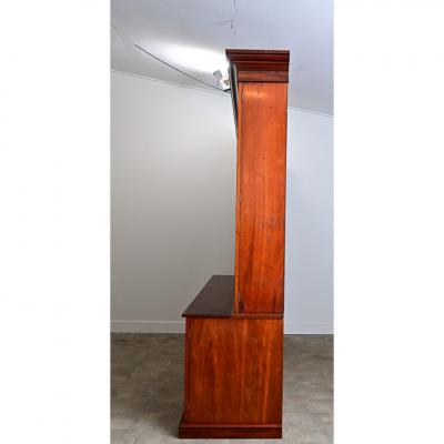 French 19th Century Mahogany Bibliotheque with Blue Velvet Interior