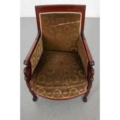 French 19th Century Mahogany Col De Cygne Bergere