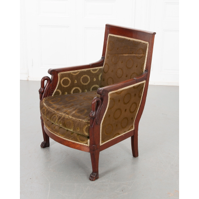French 19th Century Mahogany Col De Cygne Bergere