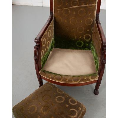 French 19th Century Mahogany Col De Cygne Bergere