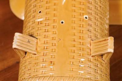 French 19th Century Majolica Asparagus Tray with Cradle and Wicker Motif