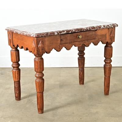 French 19th Century Marble Top Butchers Table