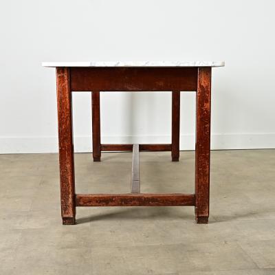 French 19th Century Marble Top Farm Table
