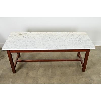 French 19th Century Marble Top Farm Table