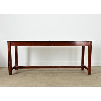 French 19th Century Marble Top Farm Table