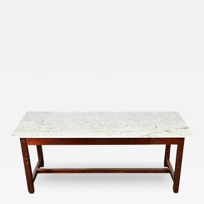 French 19th Century Marble Top Farm Table