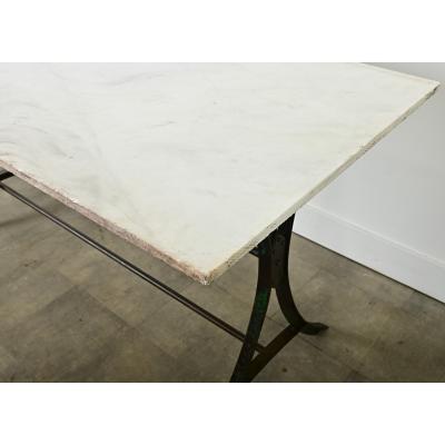 French 19th Century Marble Top Garden Table