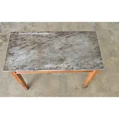 French 19th Century Marble Top Oak Console