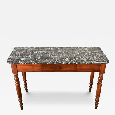 French 19th Century Marble Walnut Bakery Table