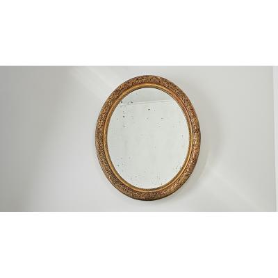 French 19th Century Massive Oval Gilt Mirror