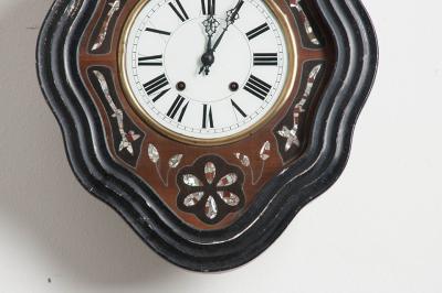 French 19th Century Napoleon III Mother of Pearl Inlay Wall Clock