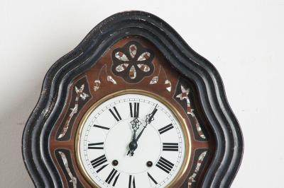 French 19th Century Napoleon III Mother of Pearl Inlay Wall Clock