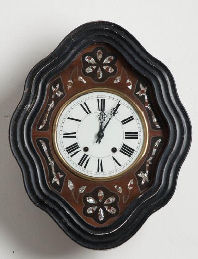 French 19th Century Napoleon III Mother of Pearl Inlay Wall Clock