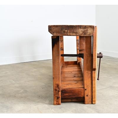 French 19th Century Oak Beech Artisan s Workbench