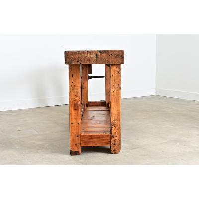 French 19th Century Oak Beech Artisan s Workbench