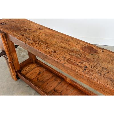 French 19th Century Oak Beech Artisan s Workbench