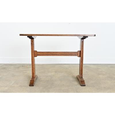 French 19th Century Oak Refectory Style Bistro Table