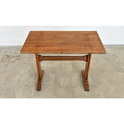 French 19th Century Oak Refectory Style Bistro Table