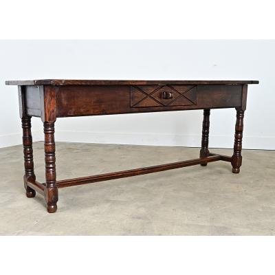 French 19th Century Oak Server with Turned Legs