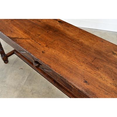 French 19th Century Oak Server with Turned Legs