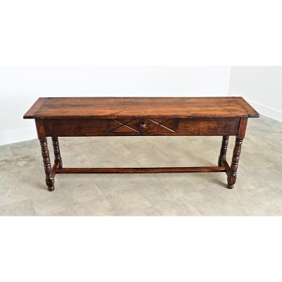 French 19th Century Oak Server with Turned Legs