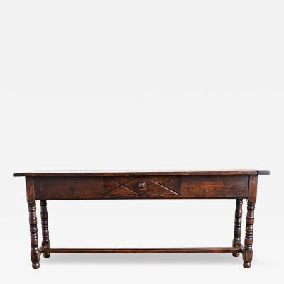 French 19th Century Oak Server with Turned Legs